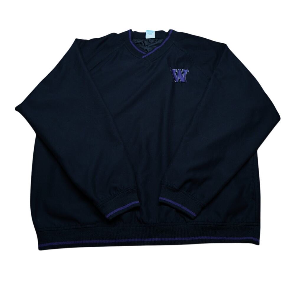 Washington Huskies Pullover Windbreaker Jacket Black Purple Mens XL NCAA